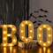 Halloween Decorations-3 LED Marquee Light Up Letters Wooden Boo Sign Halloween Letter Lights Wooden Decorations for Home Indoor Kitchen Fireplace Party Table Decor Supplies